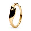 Ladies' signet ring with enamel and zirconia, gold, ME