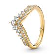 Princess wishbone Ladies ring with cubic zirconia, gold