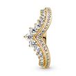 Princess wishbone Ladies ring with cubic zirconia, gold
