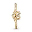 Wishbone Damenring Herz mit Zirkonia, IP Gold