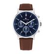 Men's multifunction watch in stainless steel and leather