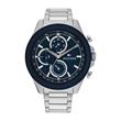 Men's stainless steel sport watch with blue dial