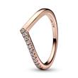 Wishbone ring for ladies, rose with cubic zirconia