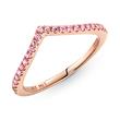 Wishbone Ladies ring with pink cubic zirconia, rose