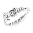 Heart ring mum in sterling silver with cubic zirconia