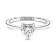 Solitaire ring heart in 925 sterling silver with zirconia