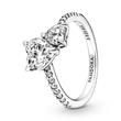 Ladies ring double heart in 925 sterling silver with zirconia