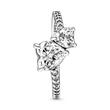 Ladies ring double heart in 925 sterling silver with zirconia
