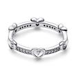 Ring in 925 sterling silver with hearts and zirconia