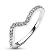 Sparkling wave ring in 925 sterling silver with zirconia
