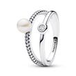 Two-piece ring in 925 silver with pearl, zirconia