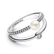 Zweigeteilter Ring aus 925er Silber mit Perle, Zirkonia