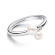 Ladies' ring in sterling silver with pearls and zirconia
