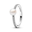 Ring in sterling silver with pearl, zirconia, Timeless