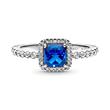 925 sterling zilveren halo ring voor dames met blauw kristal