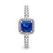 925 sterling zilveren halo ring voor dames met blauw kristal