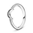 Ladies ring sparkling crescent moon in 925 silver