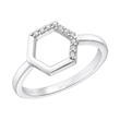 Ladies' Ring Hexagon In 925 Silver With Cubic Zirconia