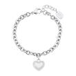 Link bracelet heart for ladies in stainless steel, cubic zirconia