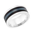 Stainless steel men's ring, black and blue-grey