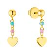 Ear studs in stainless steel with heart pendant, IP gold