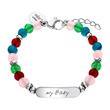 Stainless steel bracelet with coloured quartz beads, engravable