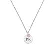 Girls' engraved necklace in 925 sterling silver with cubic zirconia, heart