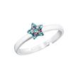 Girls ring star in 925 silver with blue zirconia