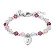 Stainless Steel And Glass Bead Engraved Heart Bracelet