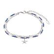 Stainless steel double row anklet, blue,white
