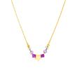 Girls' engraved necklace, stainless steel, jewelled beads, IP gold