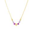 Girls' engraved necklace, stainless steel, jewelled beads, IP gold