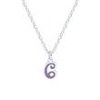 Necklace with pendant number 6 in 925 sterling silver, enamel