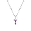 Children's necklace number 7 in 925 sterling silver, enamel, purple