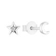 Children's ear studs moon and star in sterling silver