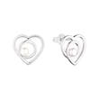 Stud earrings hearts for ladies, 925 silver, pearls