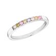 Ladies' ring in sterling silver, zirconia, pastel-coloured