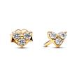 Gold-plated timeless heart stud earrings for women with zirconia