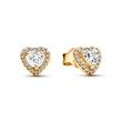 Ladies' stud earrings heart with zirconia, IP gold
