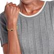 Ladies stainless steel bracelet with onyx, IP gold, engravable