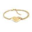 Pulsera corazón para mujer en acero inoxidable, dorada, grabable