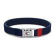 Men's bracelet in dark blue leather with stainless steel