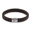 Men's Engraved Leather And Stainless Steel Bracelet, Brown
