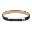 Men's black leather bracelet with stainless steel, engravable