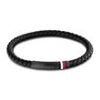 Intervowen braid leather bracelet, stainless steel, black