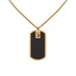 Dog tag engraving chain in stainless steel with leather, IP gold