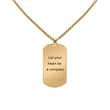 Dog tag engraving chain in stainless steel with leather, IP gold