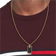 Dog tag engraving chain in stainless steel with leather, IP gold