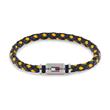 Men's leather bracelet, blue and yellow
