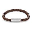 Bracelet for men in light brown leather and stainless steel